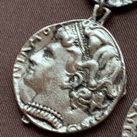 Apollo Greek Roman Simulated Coin Silver Tone Clip On Earrings Jewelry - Picture 10 of 10